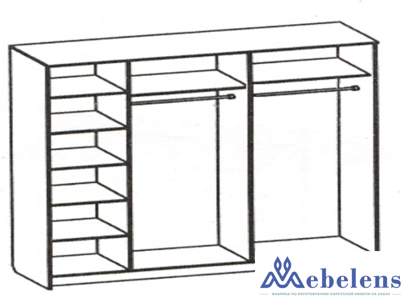 Шкаф-купе 4-х дверный платяной Топ-Лайн